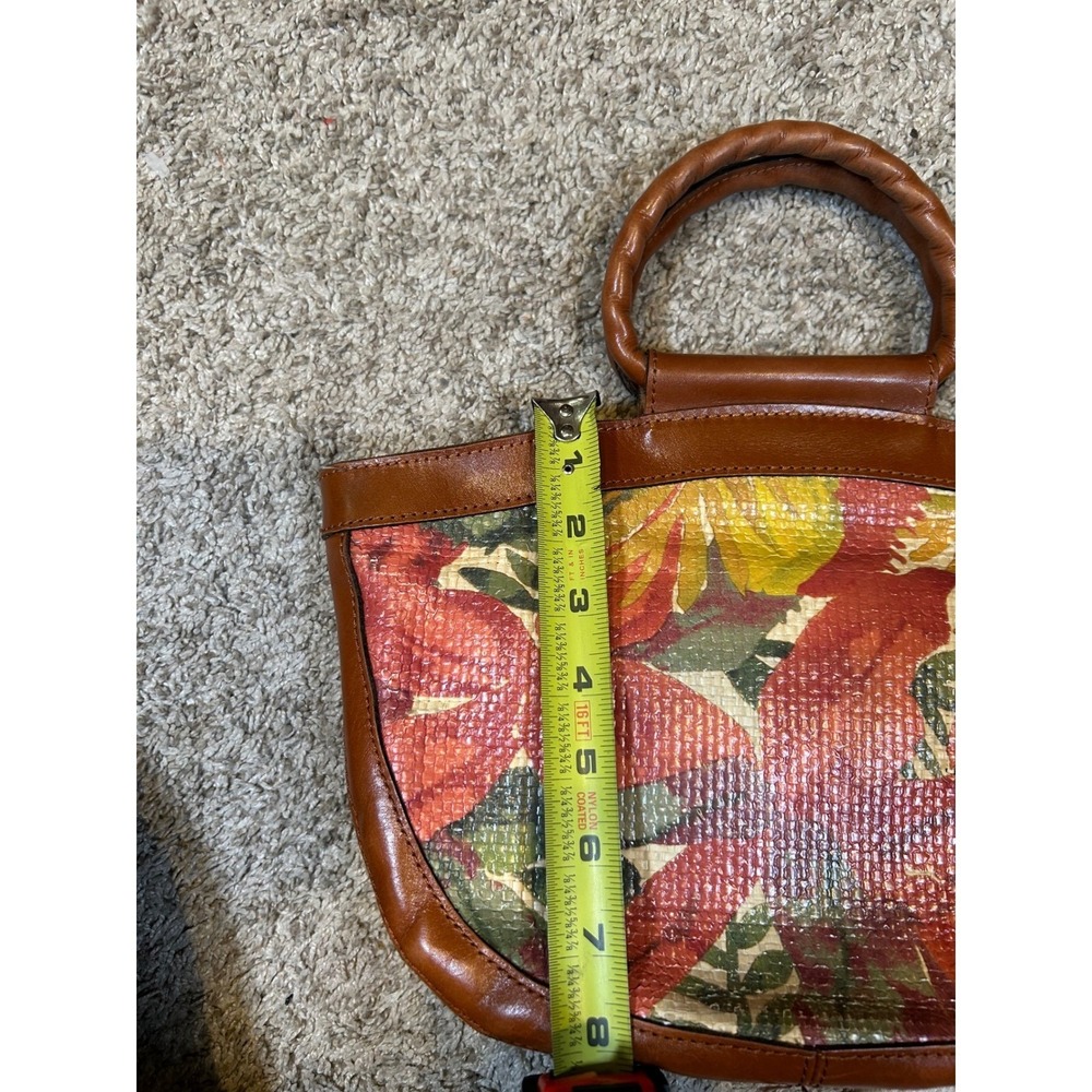 Patricia‎ Nash Vintage Spring Floral Brown Leather Trim Handbag Purse  Small - Picture 8 of 8